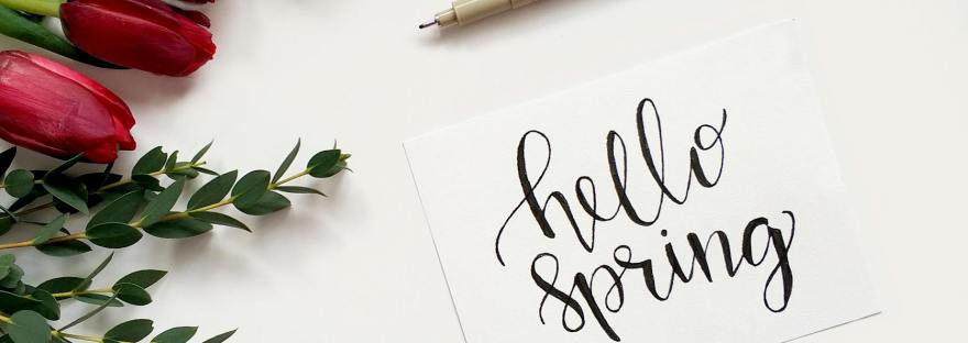 hello spring handwritten paper