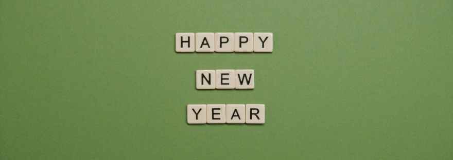happy new year text on green background